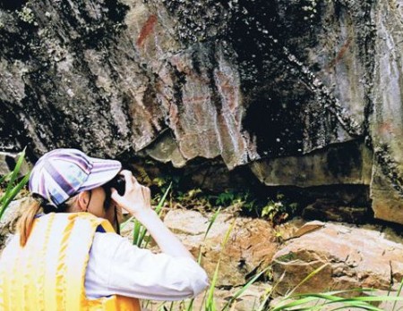 Photographing the rock paintings