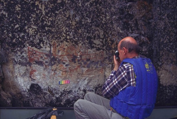 Tim Jones doing color analysis on rock paintings