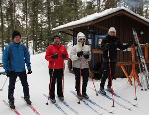 Skiers at Eb's Trails